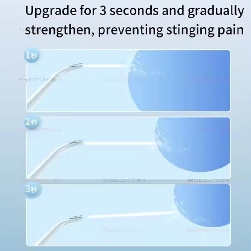 Filo interdentale elettrico multifunzionale 3 modalità di pulizia Irrigatore orale 4 ugelli Impulso ad alta pressione per la pulizia dei residui alimentari